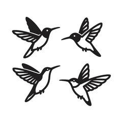 captures graceful hummingbirds mid-air, showcasing nature's elegance and synchronized beauty against a vibrant sky.