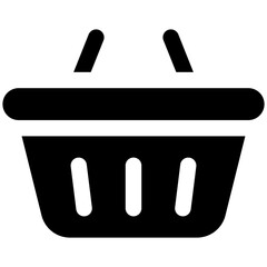 Shopping Basket, Bucket Vector Icon, Silhouette Style Isolated Vector Icon. 