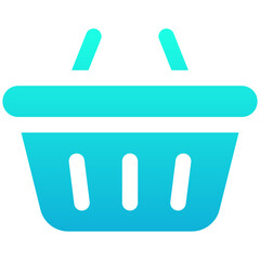 Shopping Basket, Bucket Vector Icon, Silhouette Gradient Style Isolated Vector Icon. 