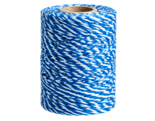 Blue striped cotton bakers twine spool isolated on transparent background