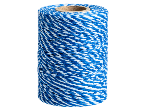 Blue striped cotton bakers twine spool isolated on transparent background