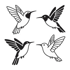 captures graceful hummingbirds mid-air, showcasing nature's elegance and synchronized beauty against a vibrant sky.