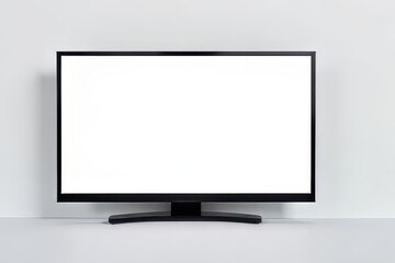 Modern Flat Screen TV Mockup on Gray Background