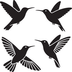 captures graceful hummingbirds mid-air, showcasing nature's elegance and synchronized beauty against a vibrant sky.