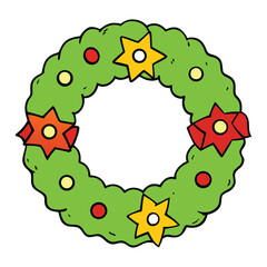 A festive watercolor Christmas wreath adorned with holly, pinecones, red berries, and ornaments, capturing holiday cheer in soft, elegant brushstrokes.
