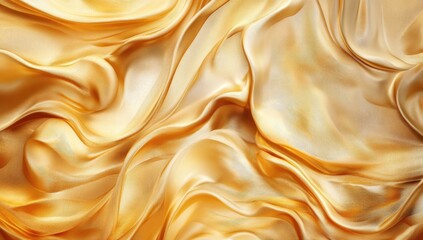 Fototapeta premium Golden silk drapes in flowing folds