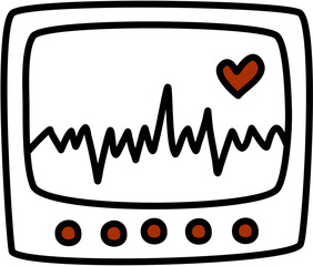 Medical monitor screen with heart beat and heart icon