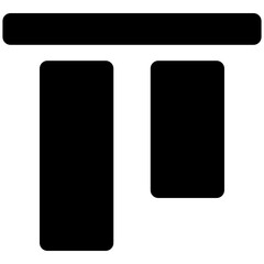 Top Align Tool Icon,  Silhouette Style Isolated Vector Icon.	