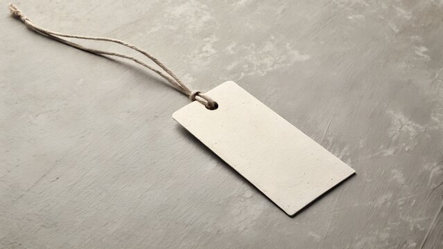 Plain Shopping Tag with String Isolated on Textured Background