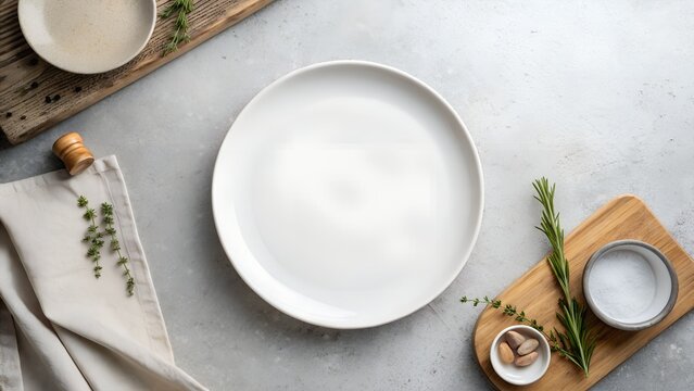 Plain White Ceramic Plate with Centered Placement