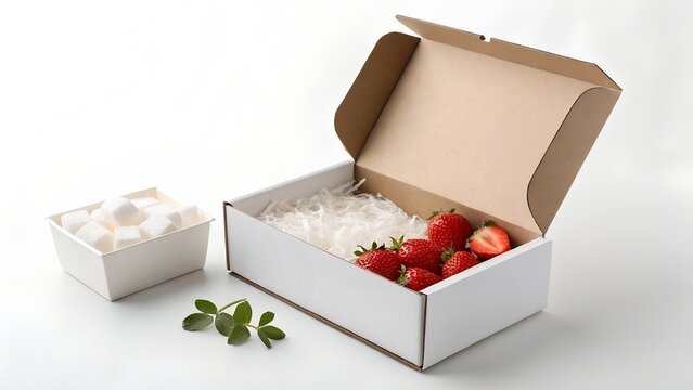 Simple Product Box with Open Lid White Studio Background