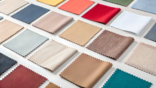 Unmarked Fabric Swatch Samples Spread Out Top-Down