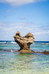 Heart Rock Formations at Kouri Island Shoreline, Okinawa, Japan