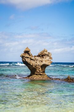 Heart Rock Formations at Kouri Island Shoreline, Okinawa, Japan