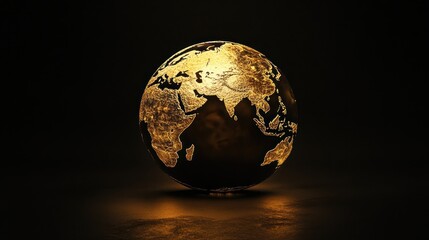 Golden Earth Globe in Dark Space