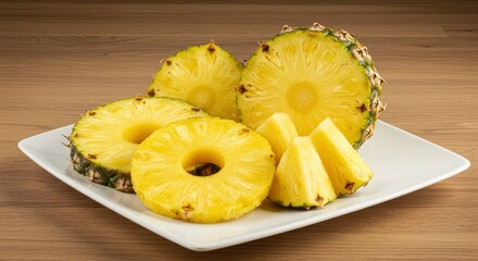 Juicy Pineapple Slices: A Vibrant, Sunlit Still Life