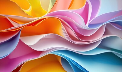 Abstract Colorful Paper Waves: A Vivid Symphony of Hues