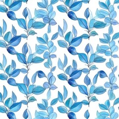 Delicate, light blue leaves on white background
