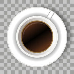Coffee Cups Top View Vector. Breakfast Beverage. Eps 10. Cup of coffee top view. Espresso coffee in white Cup. realistic style