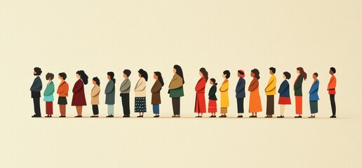 Diverse People in a Line: Unity, Equality, and Community