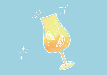 柑橘の入った炭酸ドリンクのイラスト