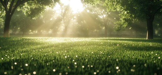 Sunlit Meadow Enchantment: A Serene Forest Dawn