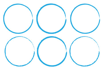 Grunge circles brush set. Black circle frames. Round line of black paint. Grunge round shapes.