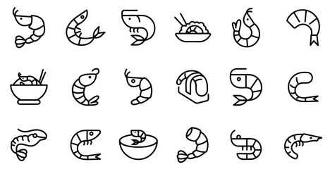 Shrimp Food Collection Elements Icons Set Vector