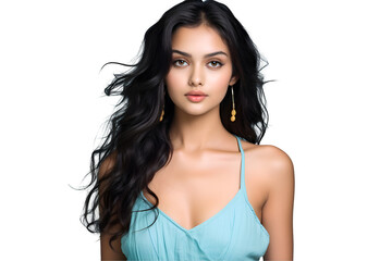 Young Woman with Glowing Skin and Natural Makeup Applying Facial Cream and Posing with Varied Expressions on White Background