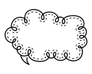 シンプルな点線付き吹き出し　雲形