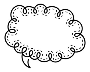 シンプルな点線付き吹き出し　雲形