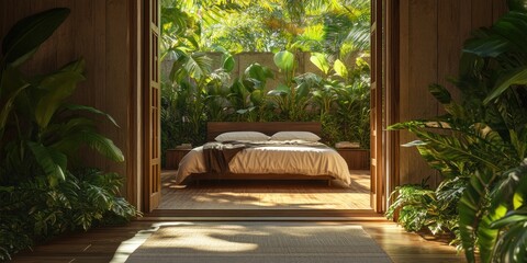 Serene Bedroom Oasis: Tropical Garden Sanctuary