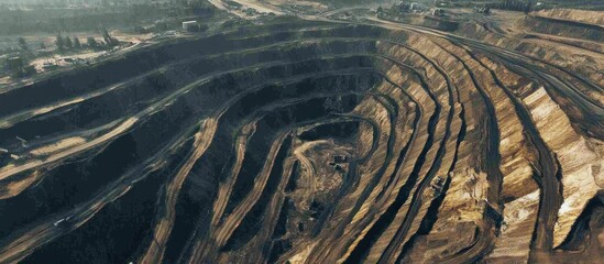 Aerial View of a Massive Open-Pit Mine