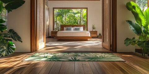 Tropical Bedroom Oasis: Luxurious Getaway