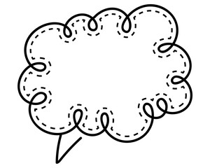 シンプルな点線付き吹き出し　雲形