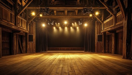 Rustic wooden barn theater stage