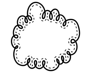 シンプルな点線付き吹き出し　雲形