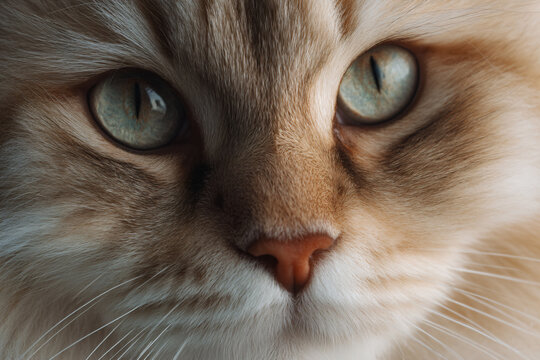 a close up of a cat with blue eyes