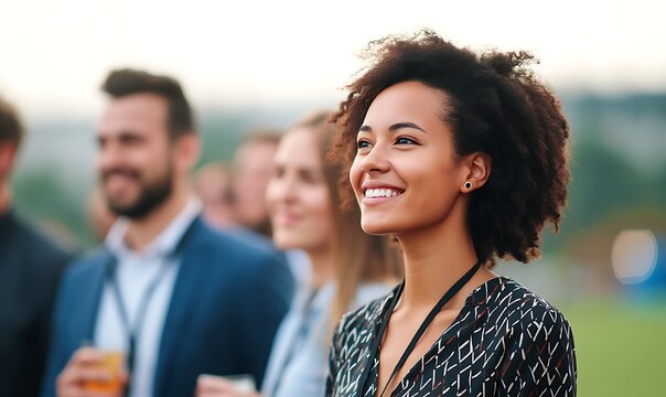 diverse team at outdoor corporate team building event