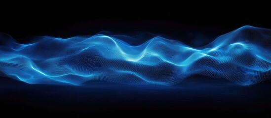 Abstract blue wave forms on a black background