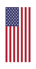 Flag of the United States. Flag icon. Standard color. Long bar icon. A vertical flag. A rectangular flag. Computer illustration. Digital illustration. Vector illustration.