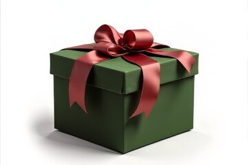 Obraz premium Green Gift Box with Red Ribbon Bow - Holiday Present