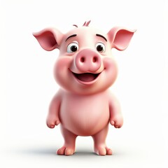 Fototapeta premium an AI Image Generator, Cute Animated Pig Character Smiling