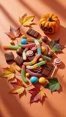 Autumn halloween candy chocolate gummy treats