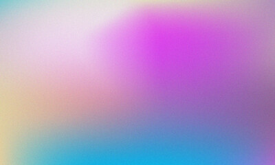 Pastel colored with White Gradient Blurred with Grainy Noise Texture background. Abstract pink, purple, blue, yellow, and teal colorful design.