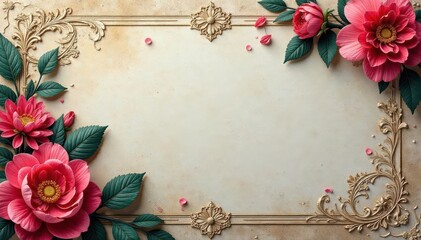 Intricate floral damask design on embossed paper, damask, surface, scroll