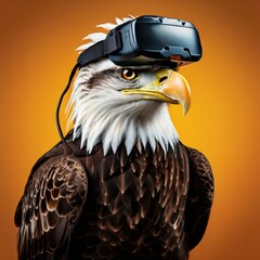 an AI Image Generator, Bald Eagle Wearing VR Headset