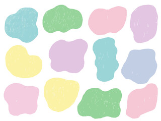 手描きあしらいセット　流体シェイプ　パステルカラー　色えんぴつ