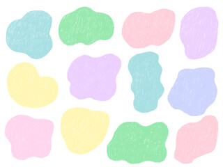 手描きあしらいセット　流体シェイプ　パステルカラー　色えんぴつ