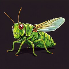 an AI Image Generator, Vivid Illustration of a Green Grasshopper